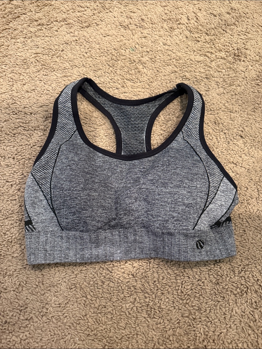 Grey and Black Racerback Sports Bra-S
